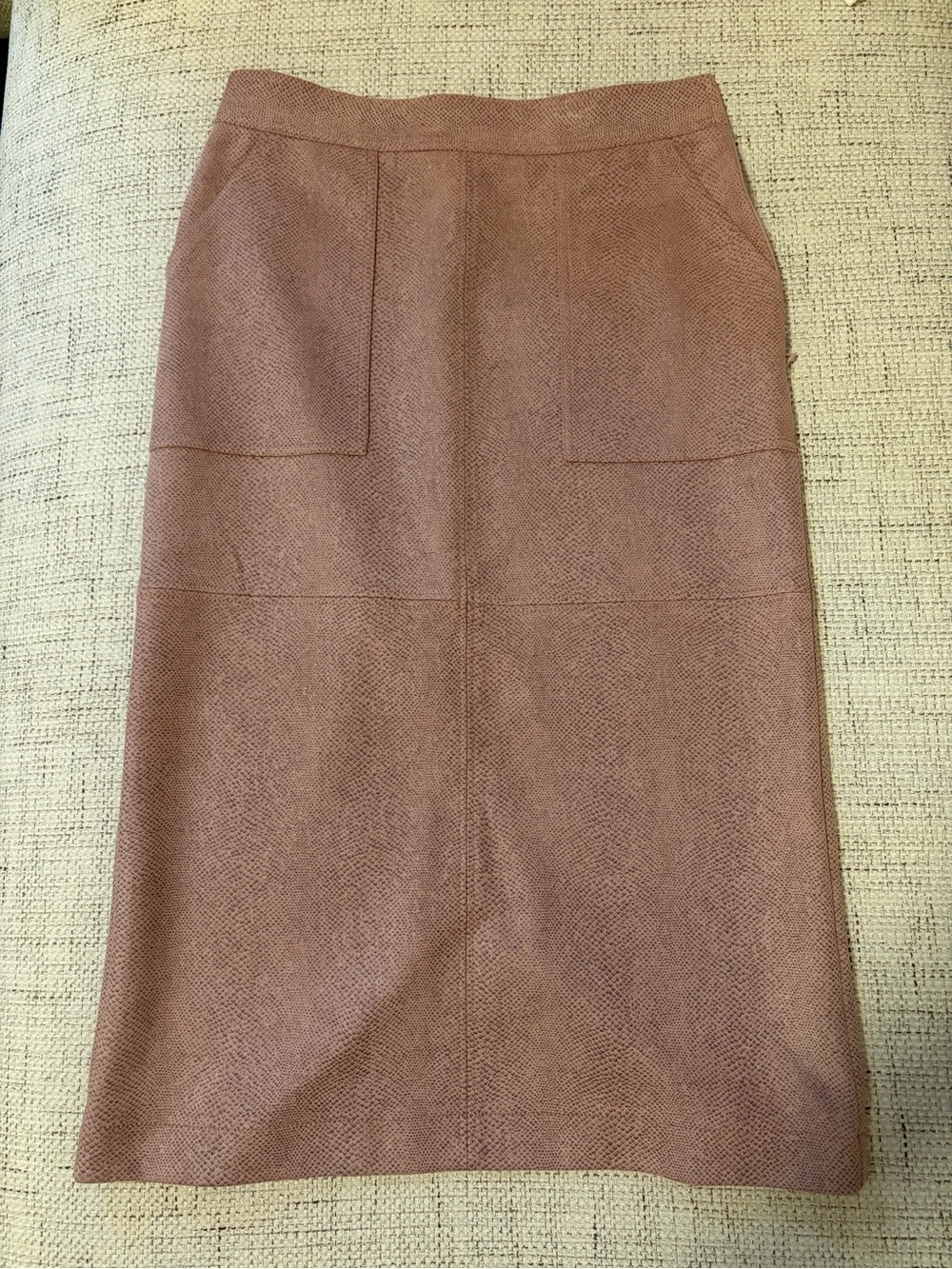 Dusty Rose Pink Midi A-line Skirt (faux suede neoprene)
